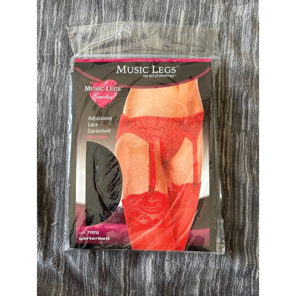 Music Legs adjustable lace garter belt in Black - Picture 1 of 2